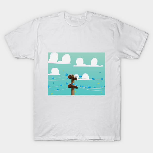 Birds on a wire T-Shirt by nickemporium1